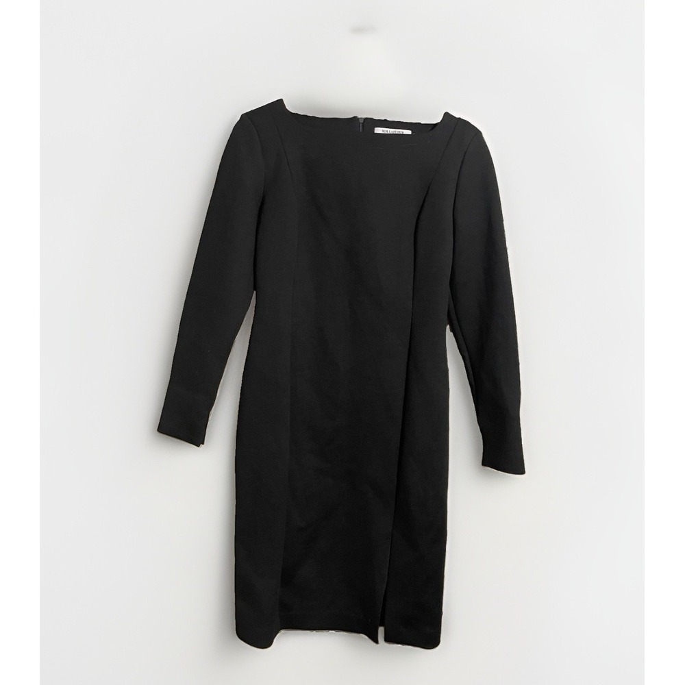 M.M. LaFleur Long Sleeve Wool Blend Sheath Dress Women's Sz 8 Stretch Slit Black
